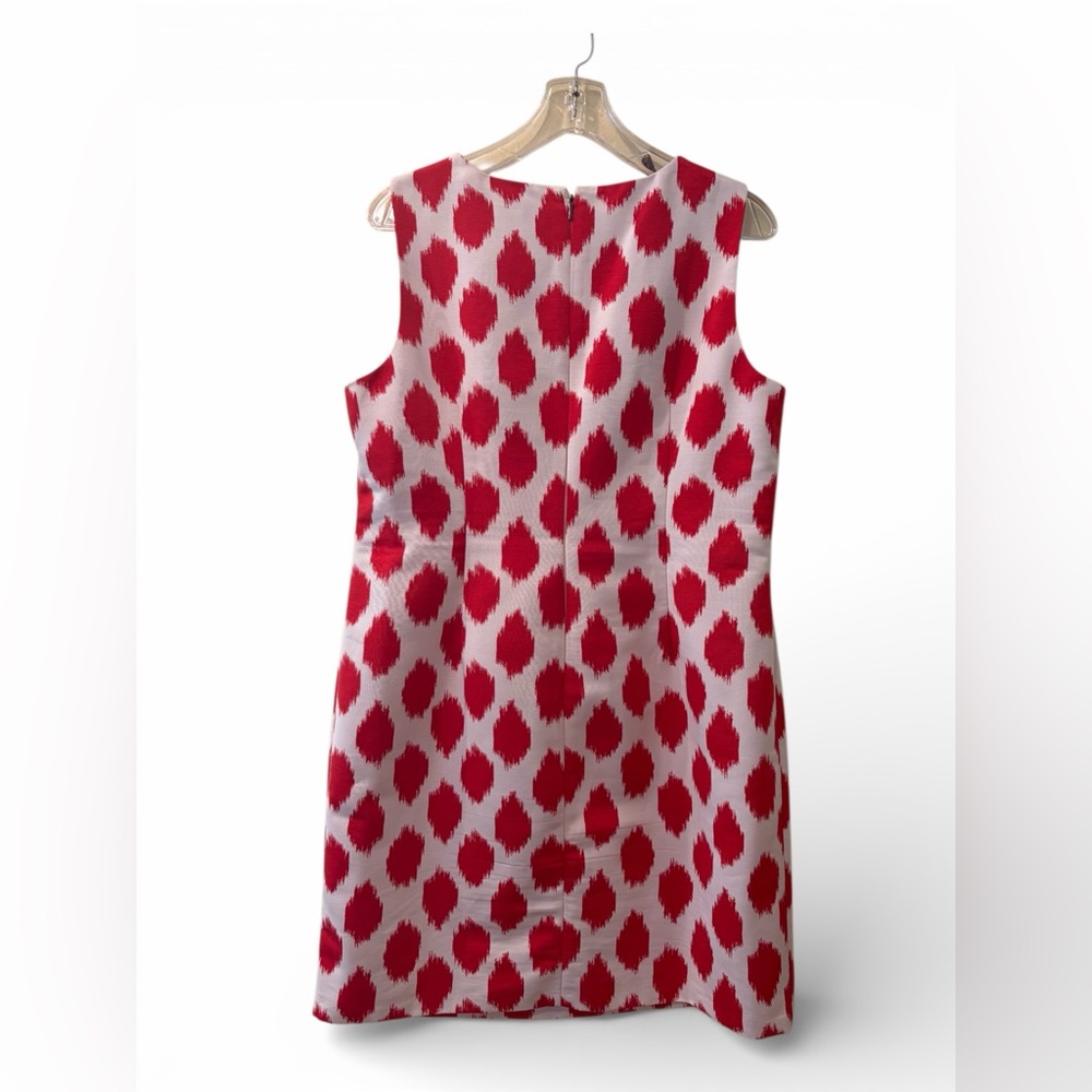 Donna Karan Red and White Patterned Shift Dress - Picture 2 of 6